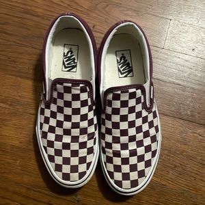 Men’s 8.0 Maroon and Cream Checkered Vans